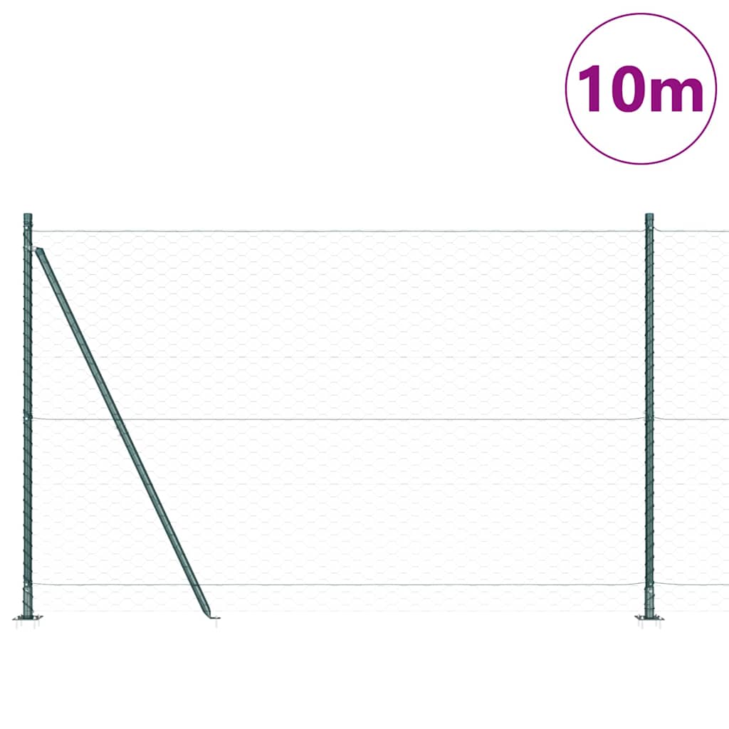 Vidaxl afrasteringspaal groen 10 x 1,6 m (50 mm gaas) staal en pvc