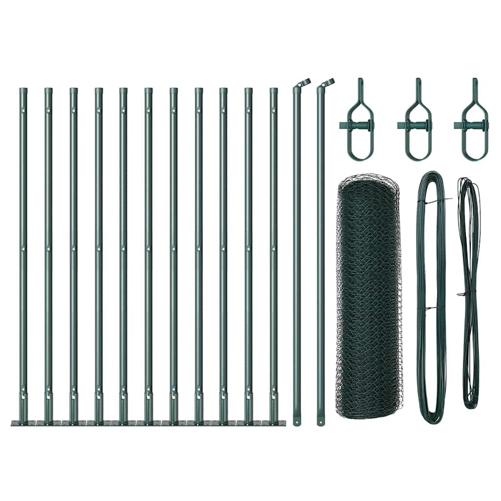 Vidaxl afrasteringspaal groen 25 x 0,4 m (25 mm gaas) staal en pvc