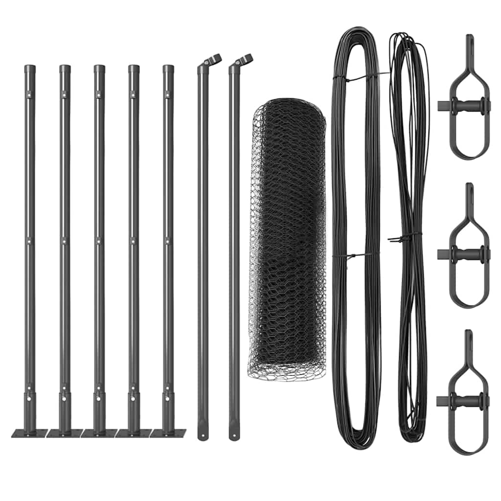 Vidaxl afrasteringspaal grijs 10 x 0,4 m (13 mm gaas) staal en pvc