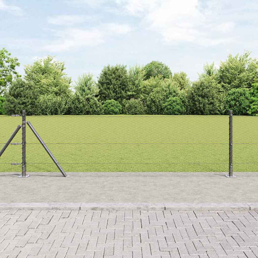 Vidaxl afrasteringspaal grijs 25 x 0,4 m (25 mm gaas) staal en pvc