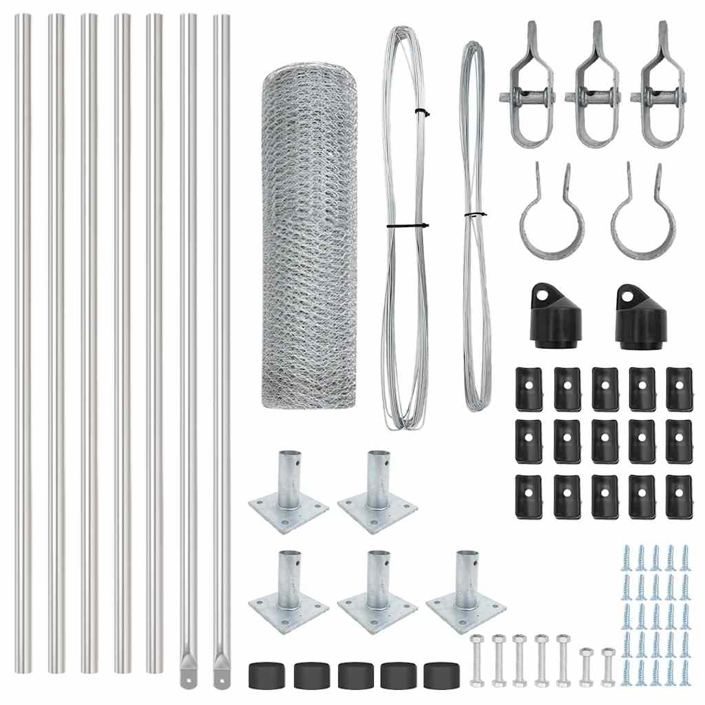 Vidaxl afrasteringspaal zilver 10 x 0,6 m (13 mm gaas) staal