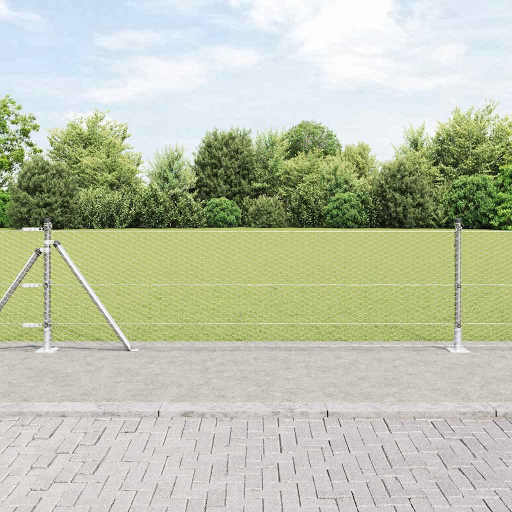 Vidaxl afrasteringspaal zilver 10 x 0,6 m (25 mm gaas) staal