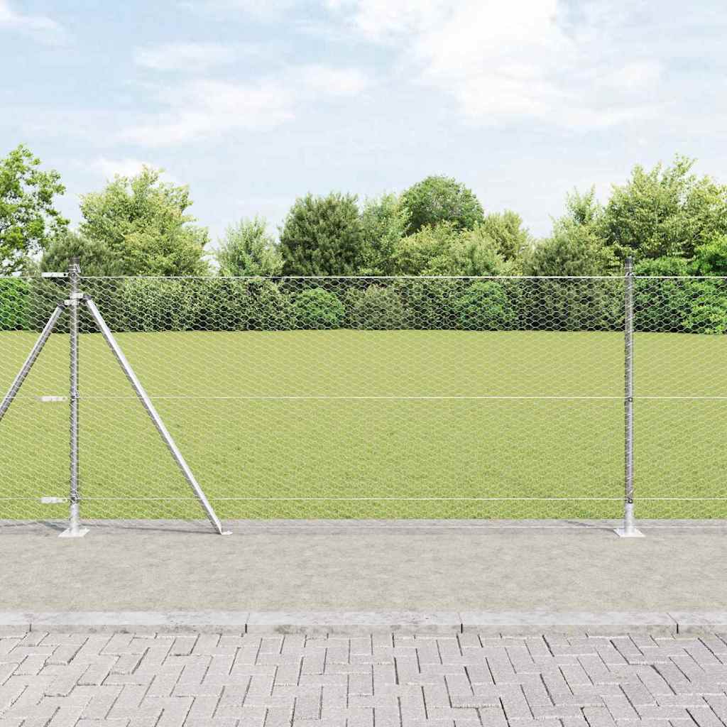 Vidaxl afrasteringspaal zilver 10 x 0,8 m (25 mm gaas) staal
