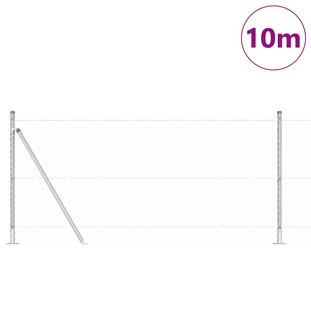 Vidaxl afrasteringspaal zilver 10 x 1 m (25 mm gaas) staal