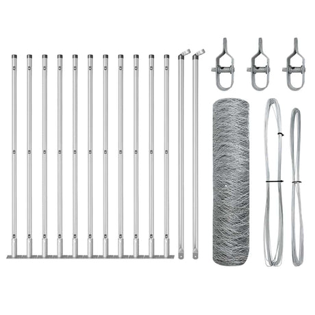 Vidaxl afrasteringspaal zilver 25 x 0,4 m (50 mm gaas) staal