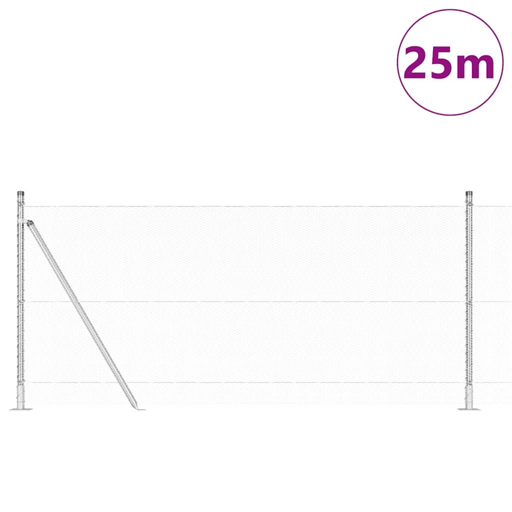 Vidaxl afrasteringspaal zilver 25 x 0,8 m (13 mm gaas) staal