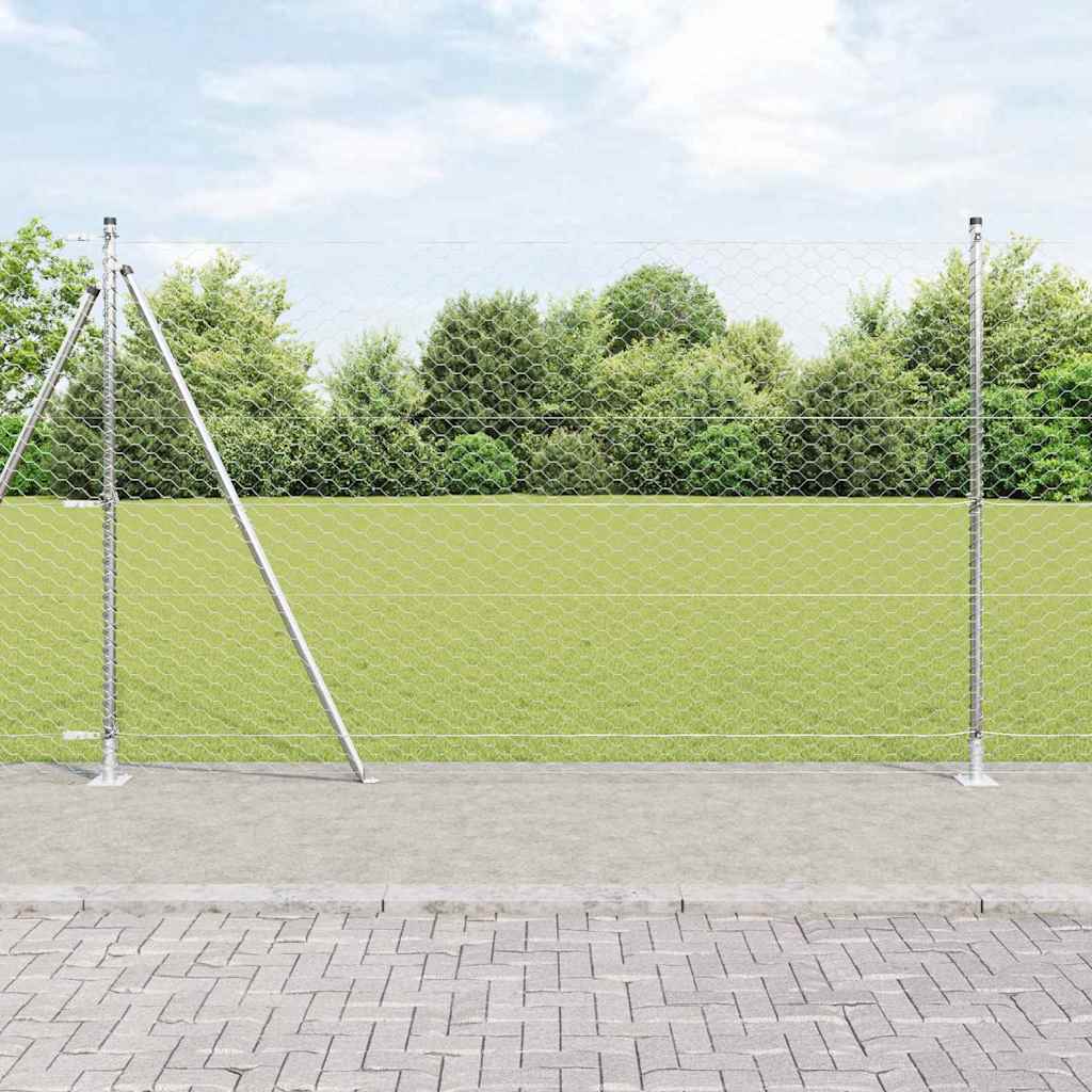 Vidaxl afrasteringspaal zilver 25 x 1,6 m (50 mm gaas) staal