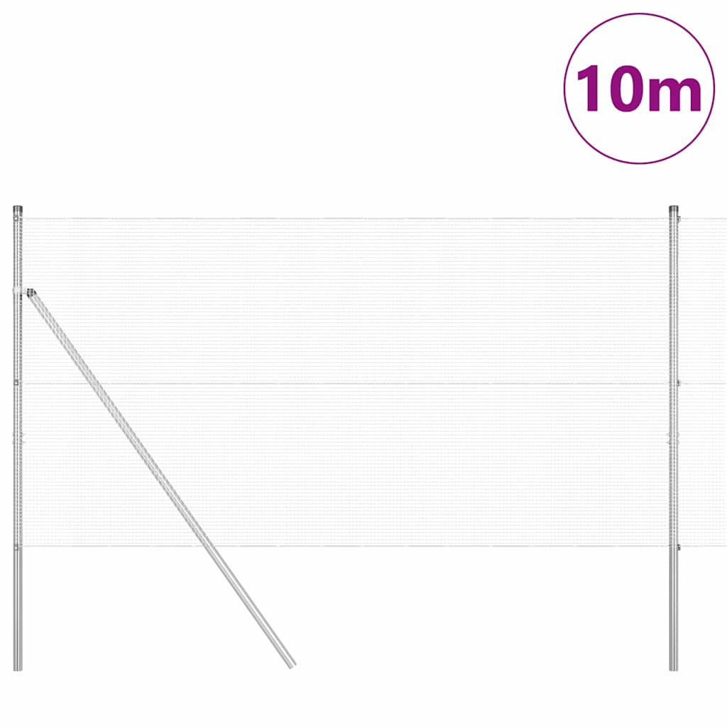 Vidaxl afrasteringspaal zilver 10 x 1,2 m (12 x 12 mm gaas) staal