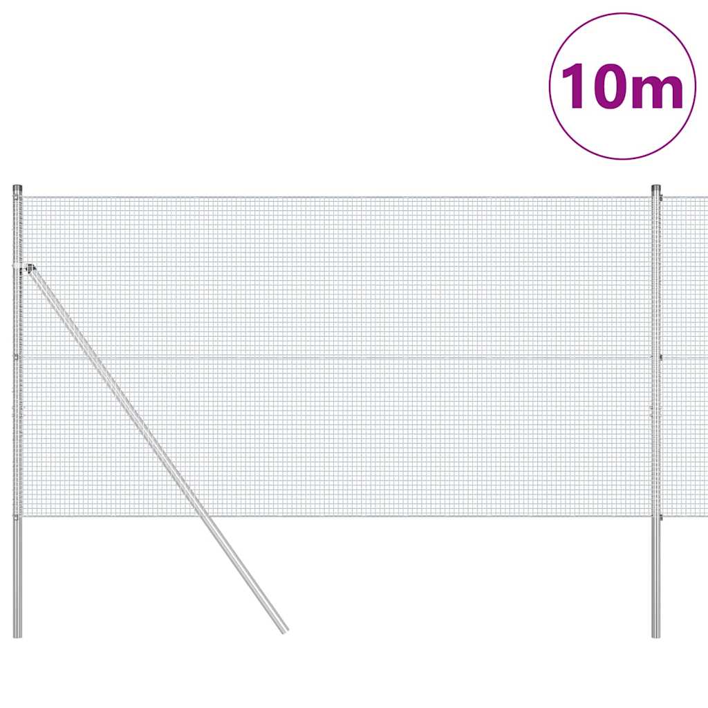 Vidaxl afrasteringspaal zilver 10 x 1,4 m (16 x 16 mm gaas) staal