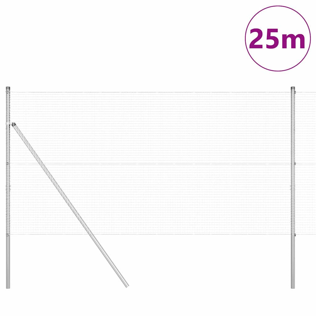 Vidaxl afrasteringspaal zilver 25 x 1 m (19 x 19 mm gaas) staal