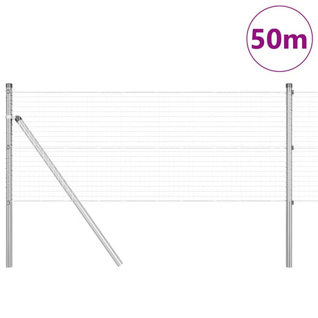 Vidaxl afrasteringspaal zilver 50 x 0,4 m (25 x 25 mm gaas) staal