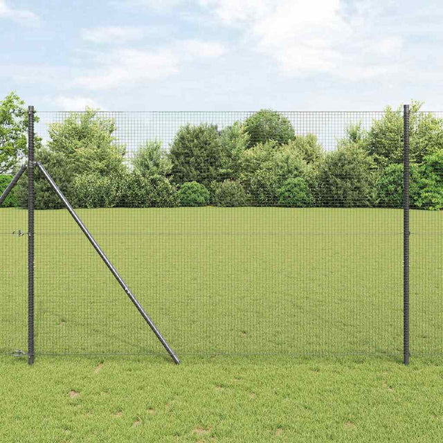 Vidaxl gelast draadhek met grondbevestiging 10 x 1,5 m grijs mesh