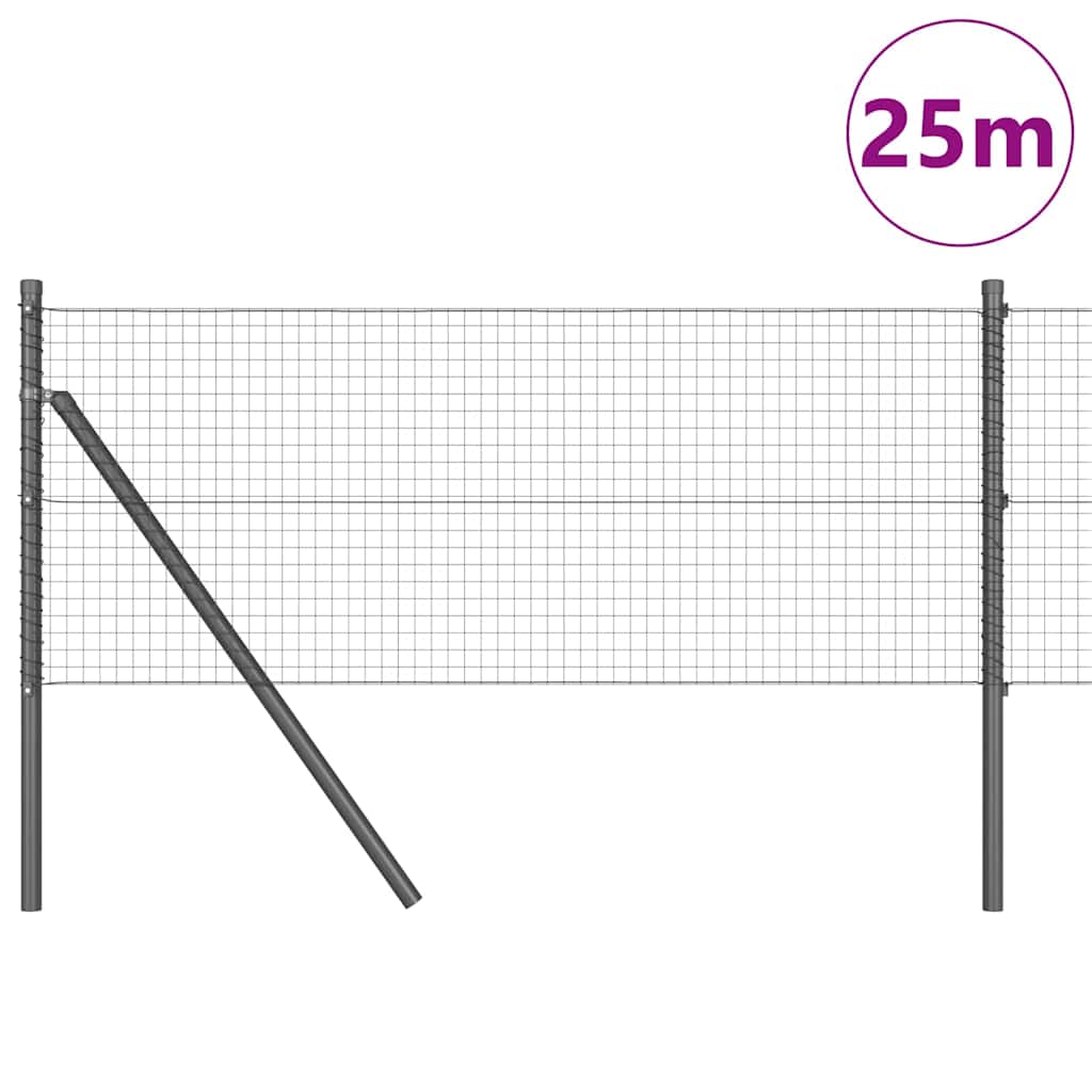 Vidaxl afrasteringspaal grijs 25 x 0,4 m (25 x 25 mm gaas)