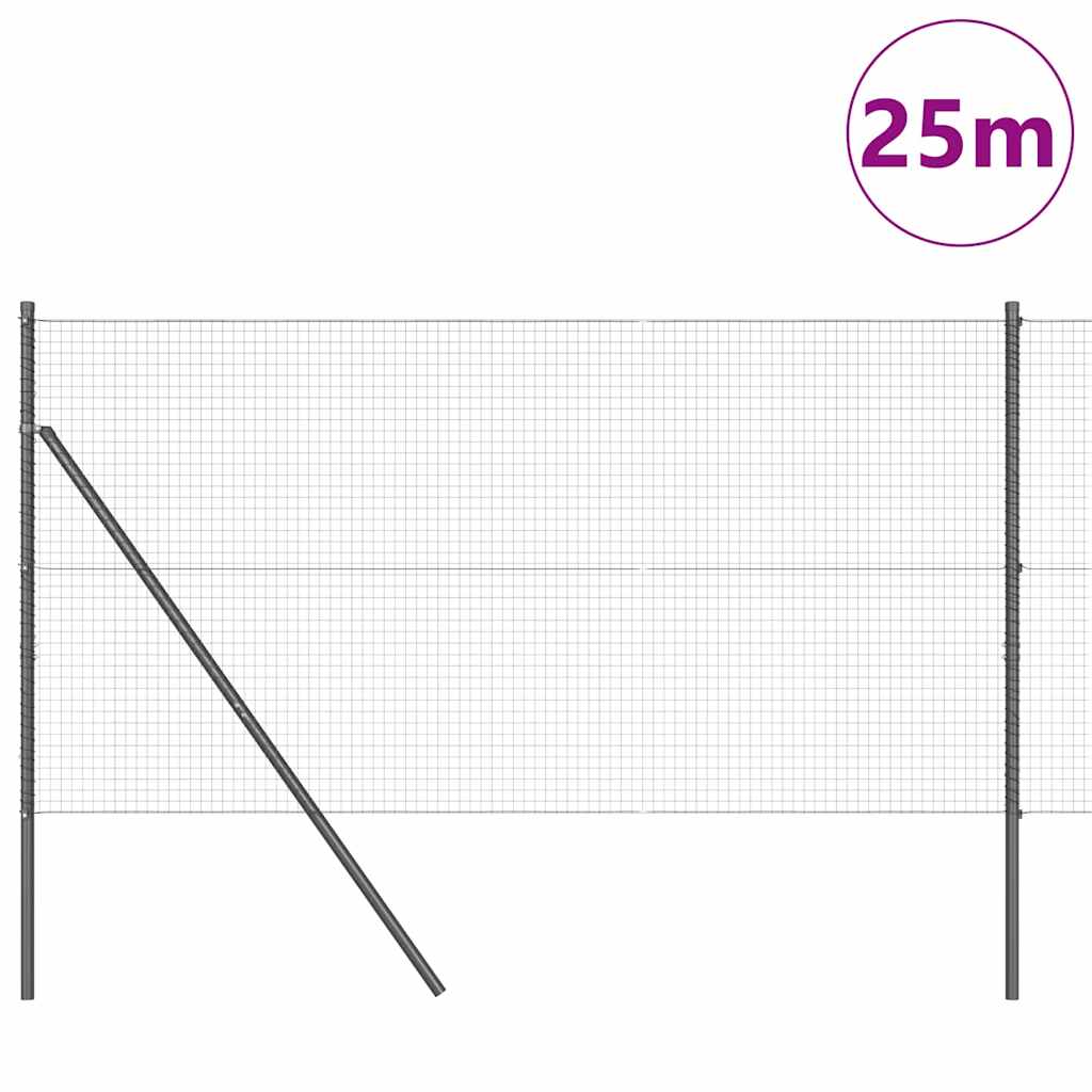 Vidaxl afrasteringspaal grijs 25 x 1 m (25 x 25 mm gaas) staal