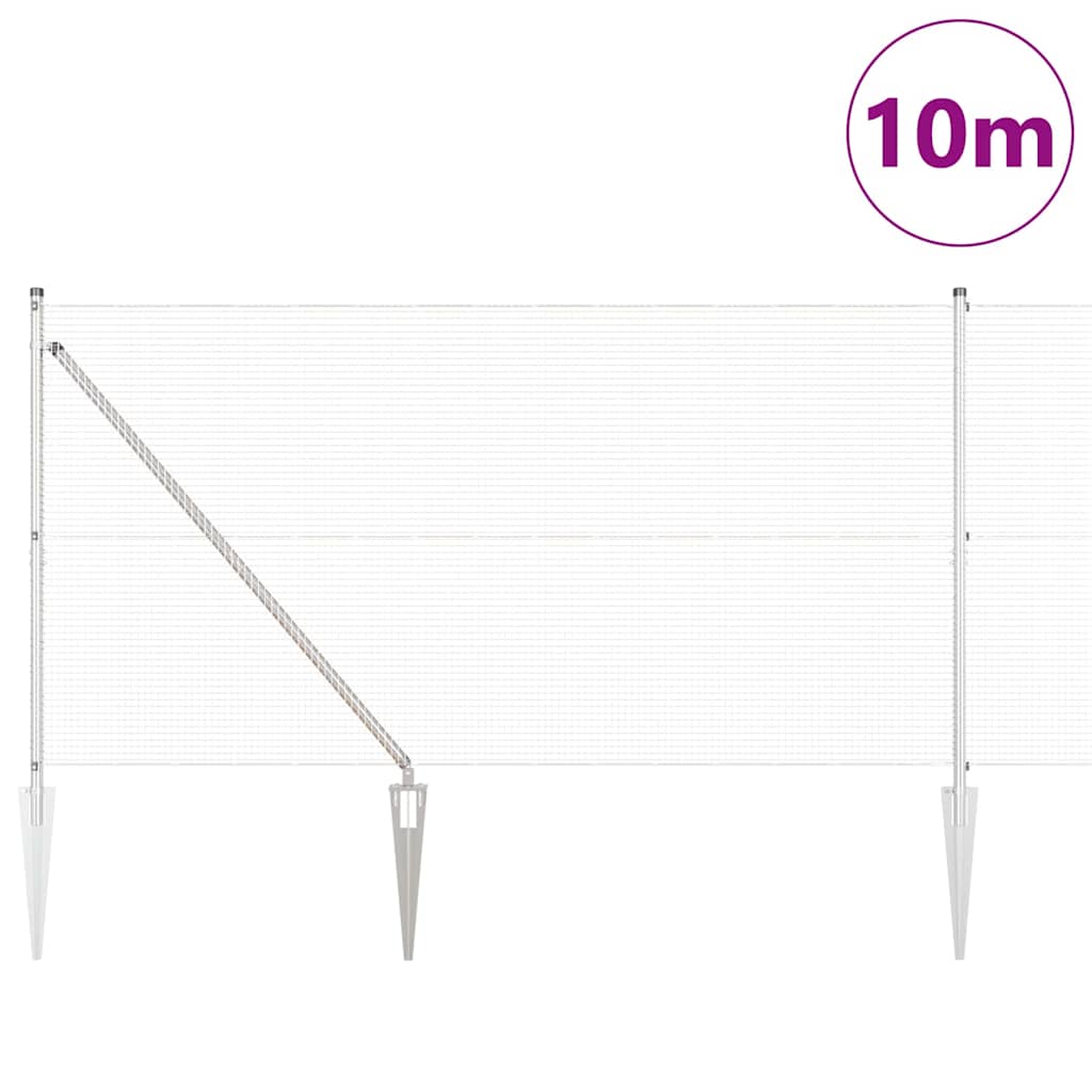 Vidaxl afrasteringspaal zilver 10 x 1,2 m (16 x 16 mm gaas) staal