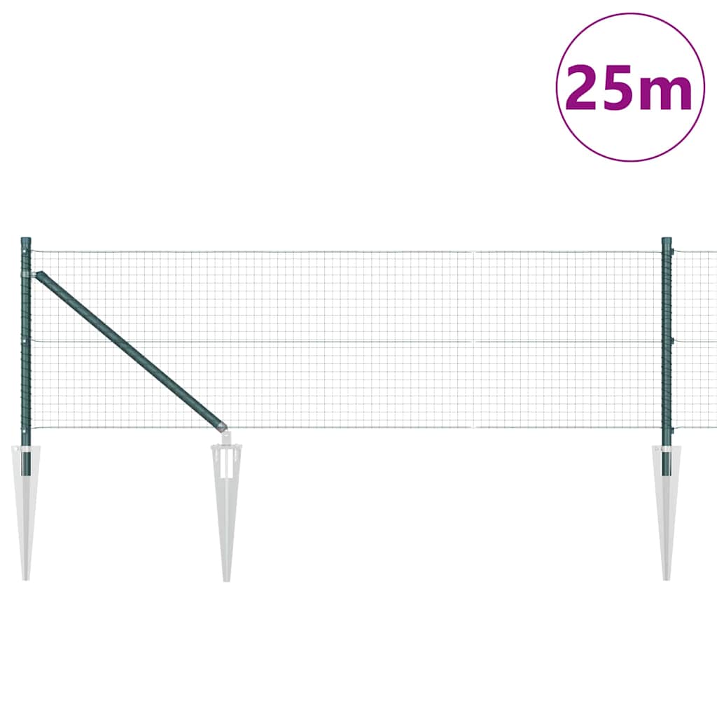 Vidaxl afrasteringspaal groen 25 x 0,6 m (25 x 25 mm gaas)