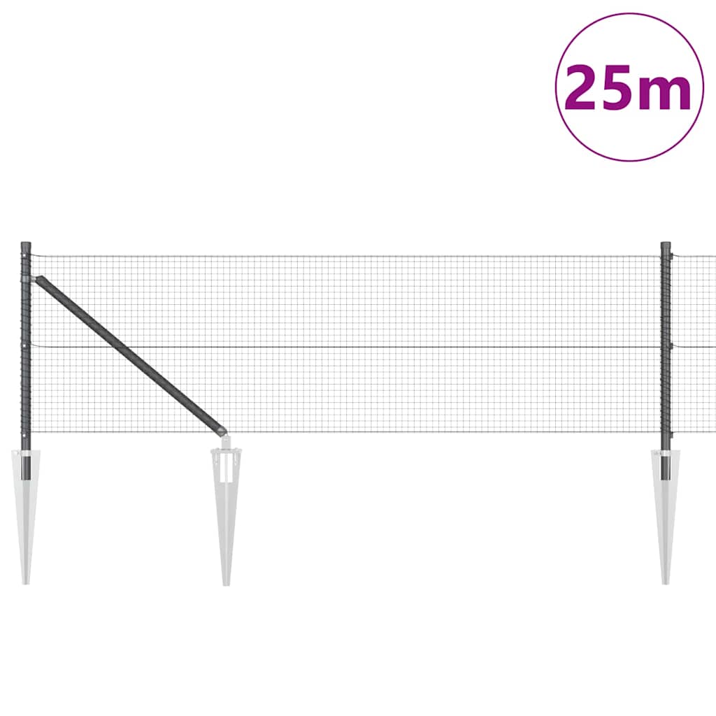 Vidaxl gelast draadhek met grondpennen 25 x 0,4 m pvc-gecoate staal