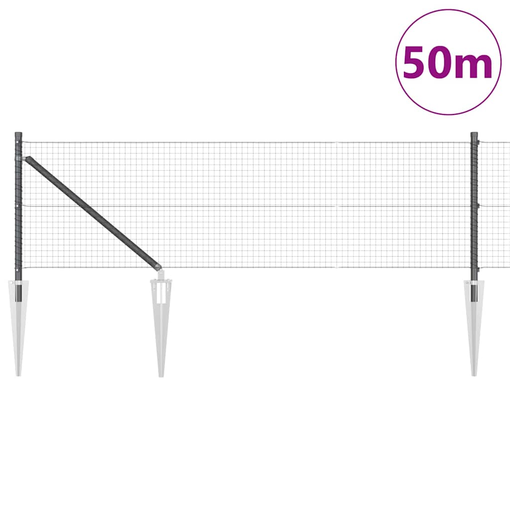 Vidaxl afrasteringspaal grijs 50 x 0,5 m (25 x 25 mm gaas)