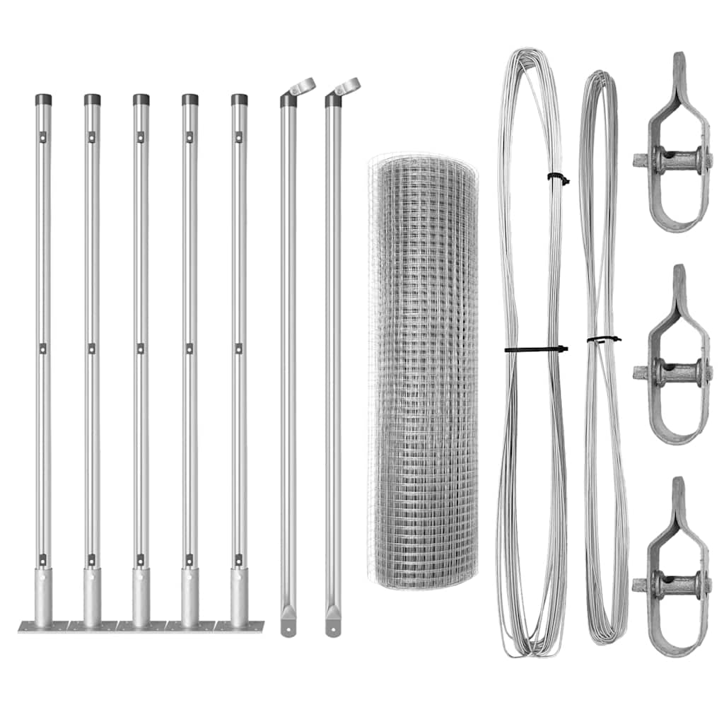 Vidaxl afrasteringspaal zilver 10 x 0,6 m (12 x 12 mm gaas) staal
