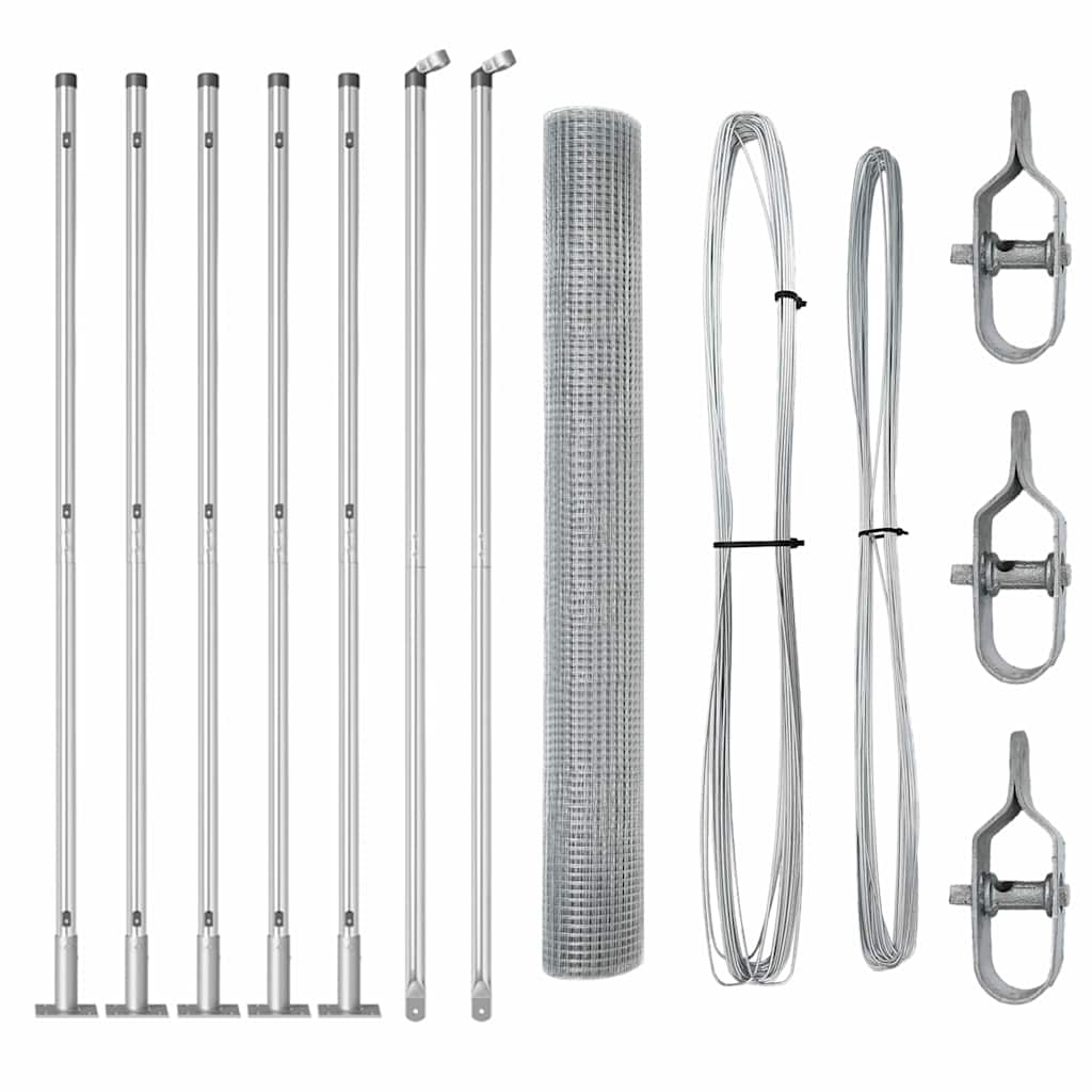Vidaxl afrasteringspaal zilver 10 x 1 m (16 x 16 mm gaas) staal