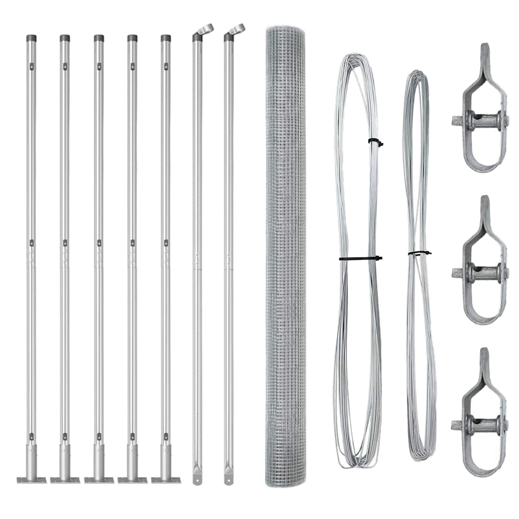 Vidaxl afrasteringspaal zilver 10 x 1,5 m (19 x 19 mm gaas) staal