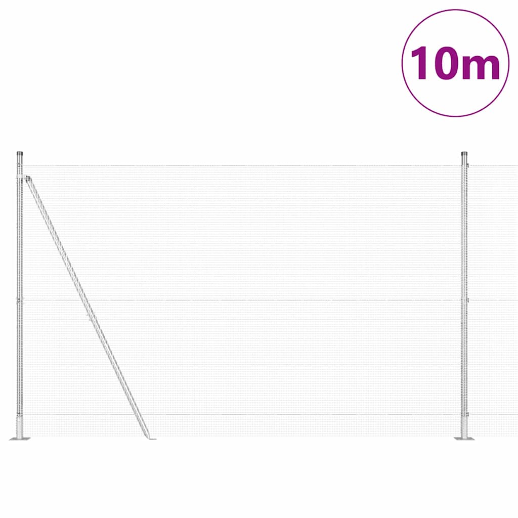 Vidaxl afrasteringspaal zilver 10 x 1,6 m (12 x 12 mm gaas) staal