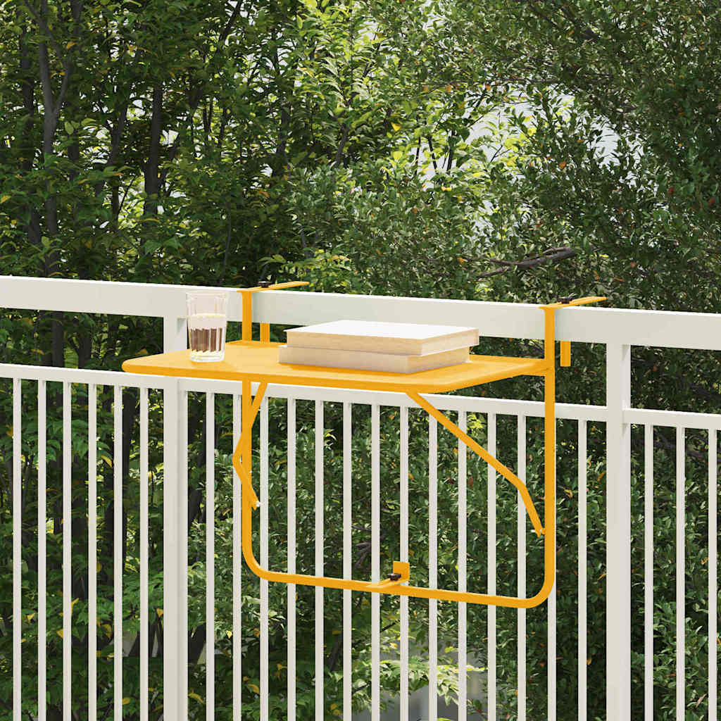 Vidaxl hangende balkon tafel geel 60 x 39 x 65 cm staal