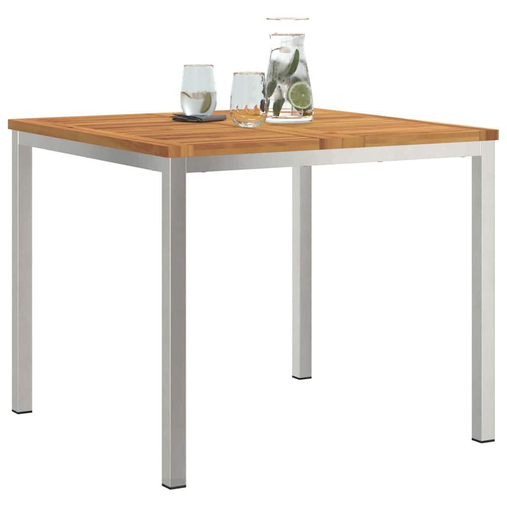 Vidaxl eettafel 90x90x75 cm massief acacia hout en roestvrijstaal