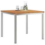 Vidaxl eettafel 90x90x75 cm massief acacia hout en roestvrijstaal