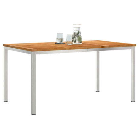 Vidaxl eettafel 150x90x75 cm massief teakhout en rvs