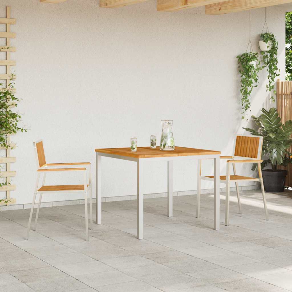 Vidaxl tuinstoel 2 st massief teakhout en rvs