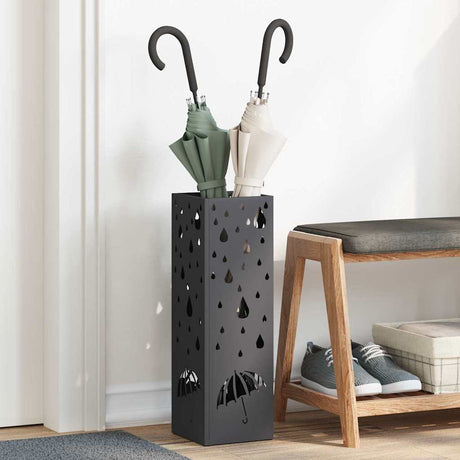 Vidaxl regen paraplu standaard zwart 15,5 x 15,5 x 49 cm staal