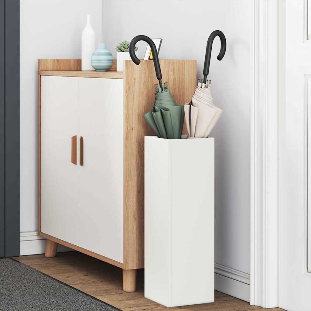Vidaxl regen paraplu standaard wit 15,5 x 15,5 x 49 cm staal