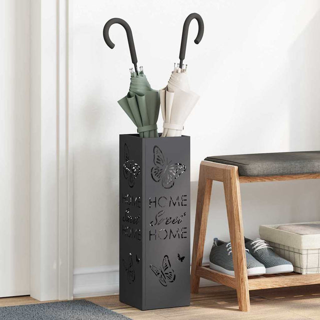 Vidaxl regen paraplu standaard zwart 15,5 x 15,5 x 49 cm staal