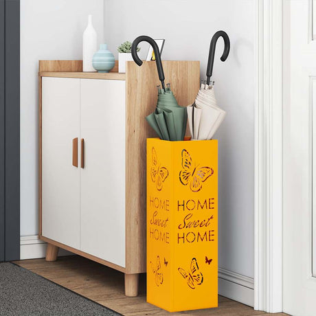 Vidaxl paraplu standaard mosterdgeel 15,5 x 15,5 x 49 cm metaal