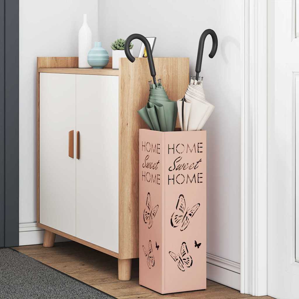 Vidaxl regen paraplu standaard roze 15,5 x 15,5 x 49 cm staal