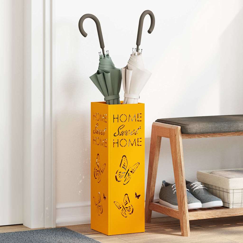 Vidaxl paraplu standaard mosterdgeel 15,5 x 15,5 x 49 cm metaal