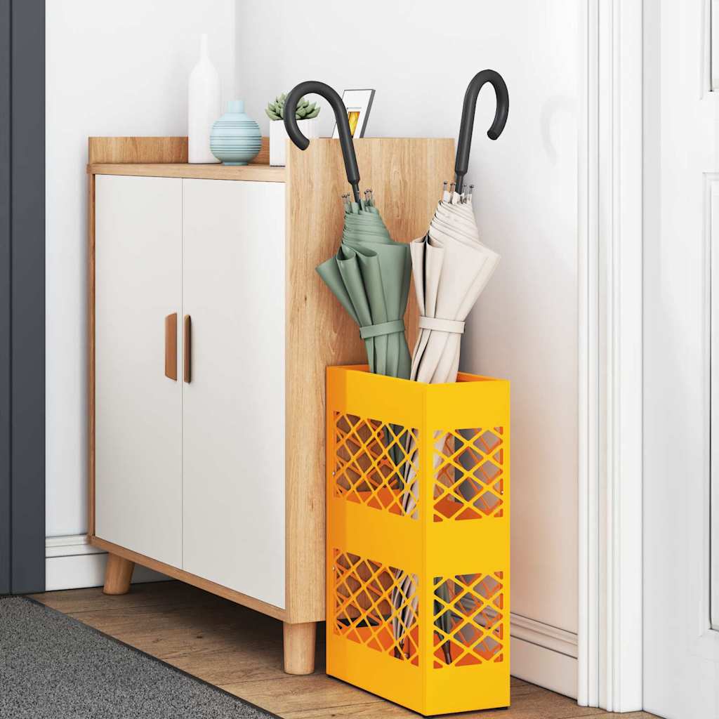 Vidaxl paraplu standaard mosterdgeel 28 x 12 x 41 cm staal