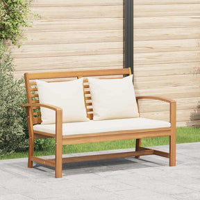 Vidaxl bank bruin en crème 110 x 66 x 76 cm massief teakhout