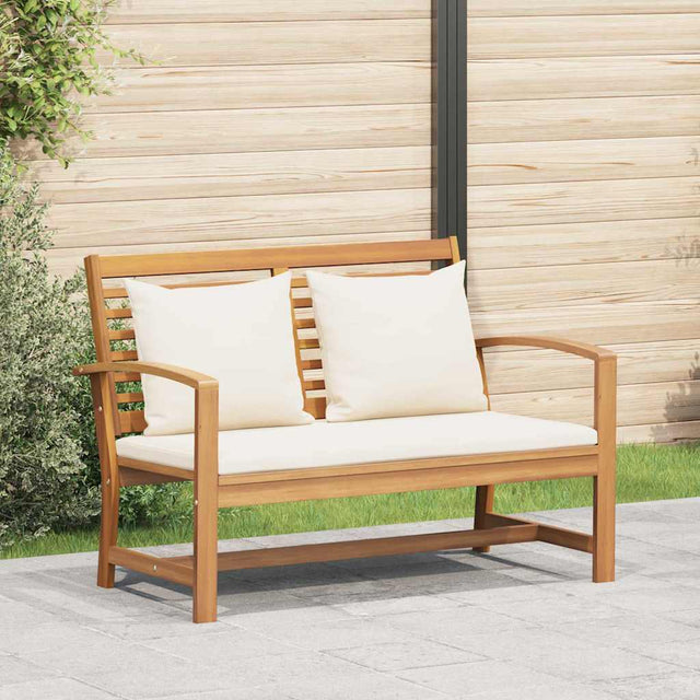 Vidaxl bank bruin en crème 110 x 66 x 76 cm massief teakhout