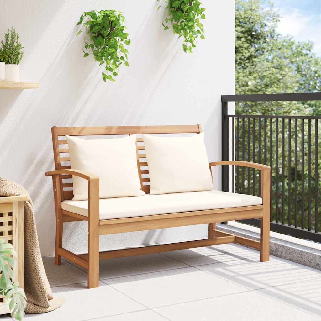Vidaxl bank bruin en crème 110 x 66 x 76 cm massief teakhout