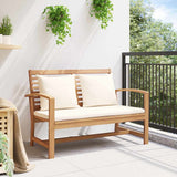 Vidaxl bank bruin en crème 110 x 66 x 76 cm massief teakhout