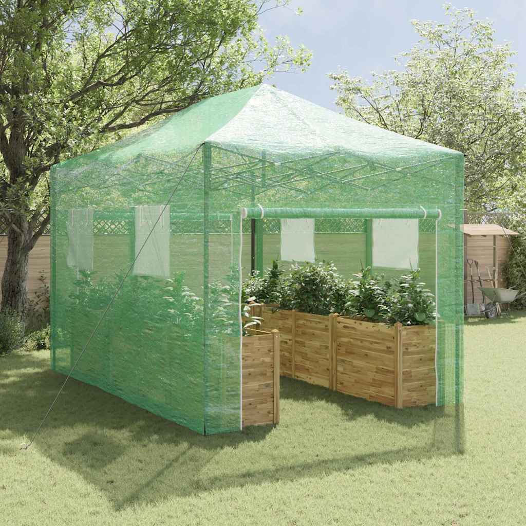 Vidaxl kas met pop-up frame met dak groen 280 x 410 x 315 cm ijzer