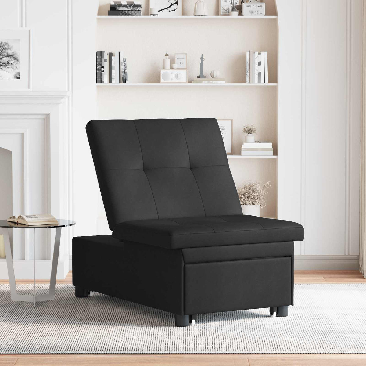 Vidaxl uittrekbare slaapbank zwart 194 x 67 x 82 cm microvezel