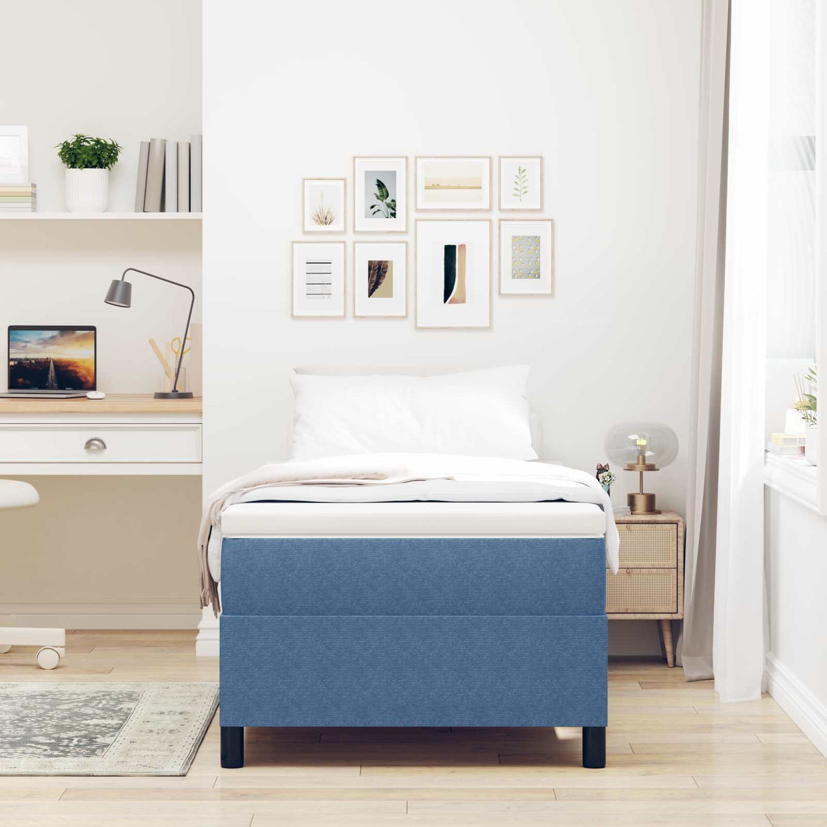 Vidaxl platform bedframe blauw 80 x 200 cm katoen stof