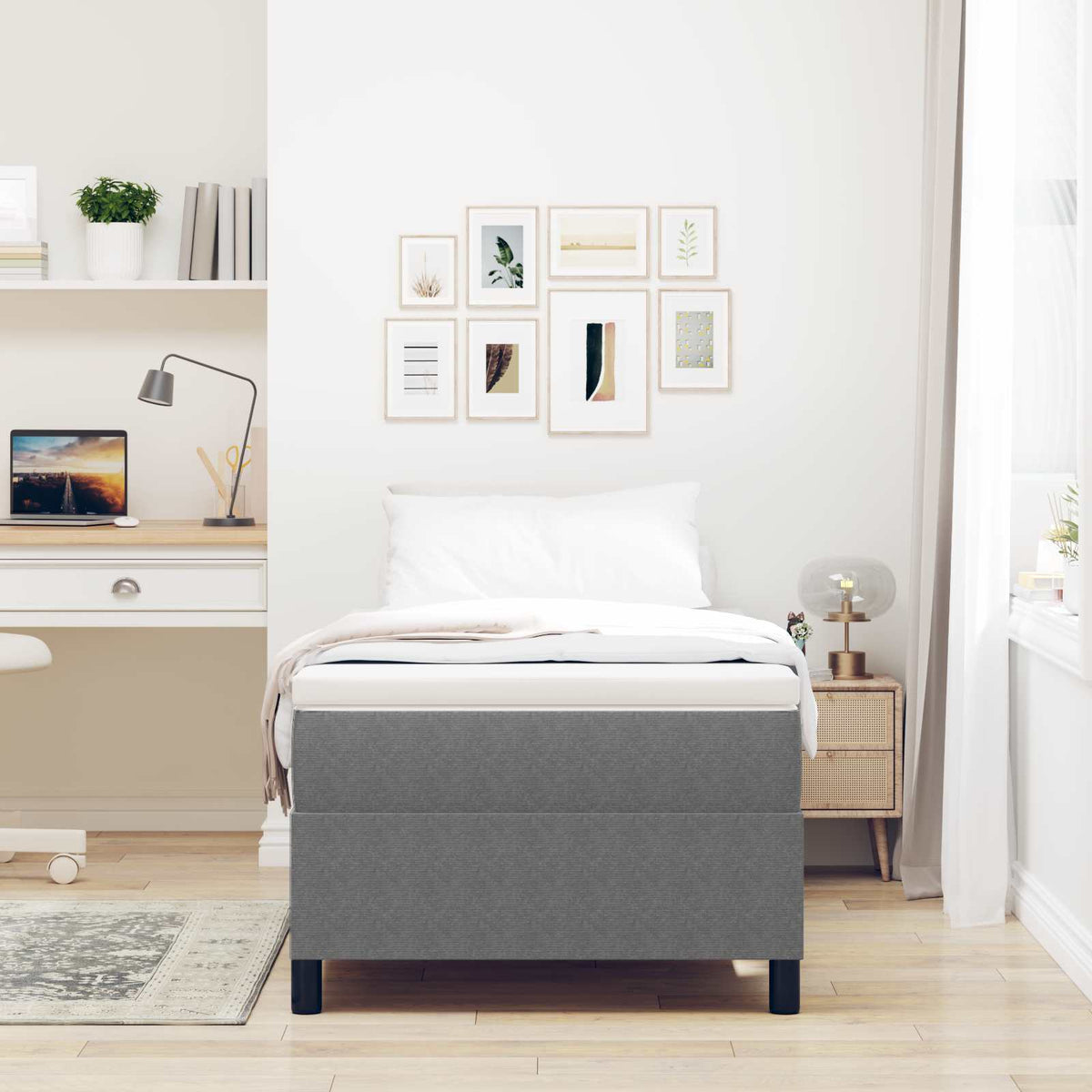 Vidaxl platform bedframe lichtgrijs 90 x 190 cm katoen stof