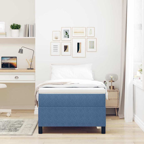 Vidaxl platform bedframe blauw 90 x 190 cm katoen stof