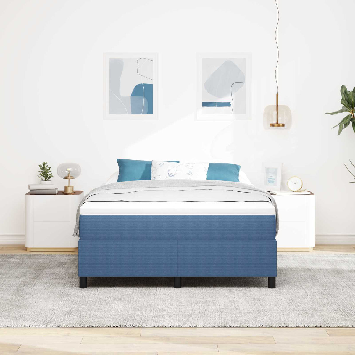 Vidaxl platform bedframe blauw 160 x 200 cm katoen stof