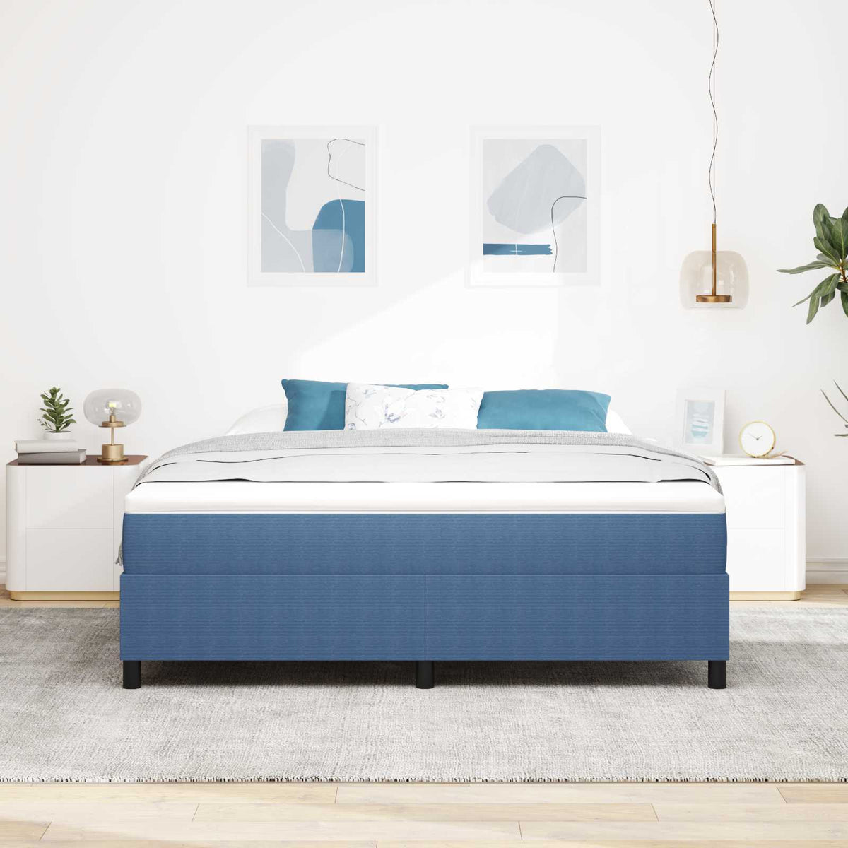 Vidaxl platform bedframe blauw 180 x 200 cm katoen stof