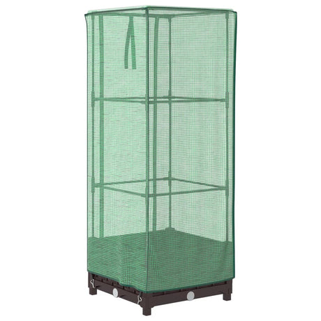 Vidaxx Pflanzgefäß erhöht mit Gewächshausabdeckung 40x40x123 cm Rattanoptik